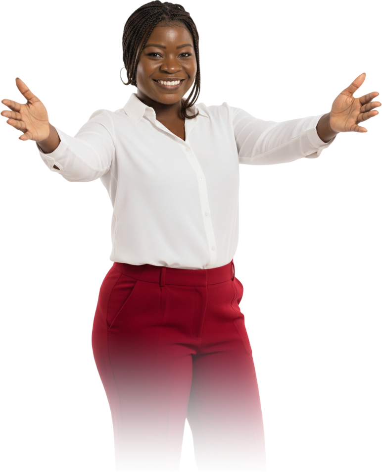 Esther Mfinda Mbueno, conseillère immobilière souriante accueillant ses clients avec bienveillance